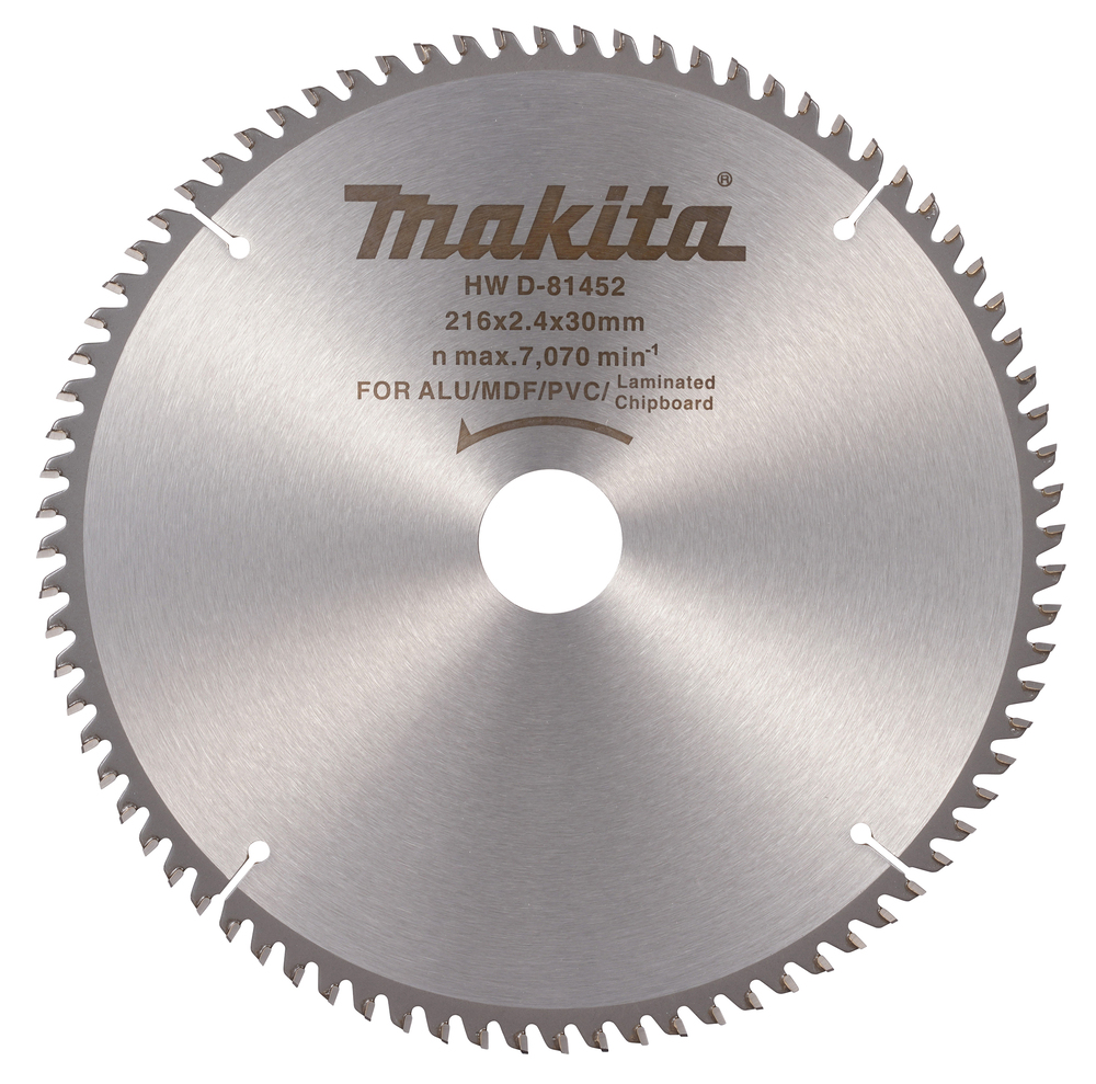 D-81452 Disco de sierra circular T.C.T., 216 x 1,6 x 30 mm, 80 dientes