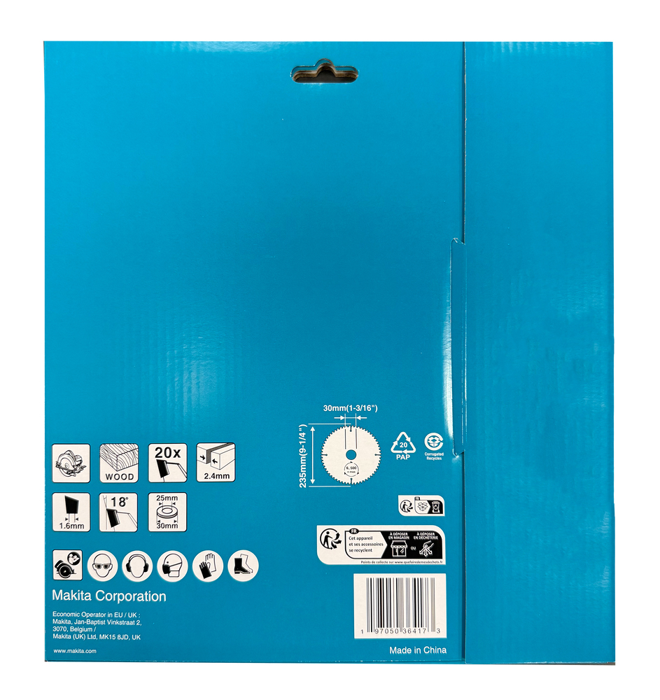 D-81480 Disco sierra circular, Standard T.C.T. 235 x 30 mm, 20 D