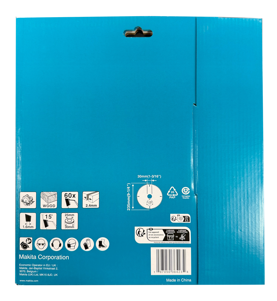 D-81549 Disco sierra circular, Standard T.C.T 235 x 30 mm, 60 D