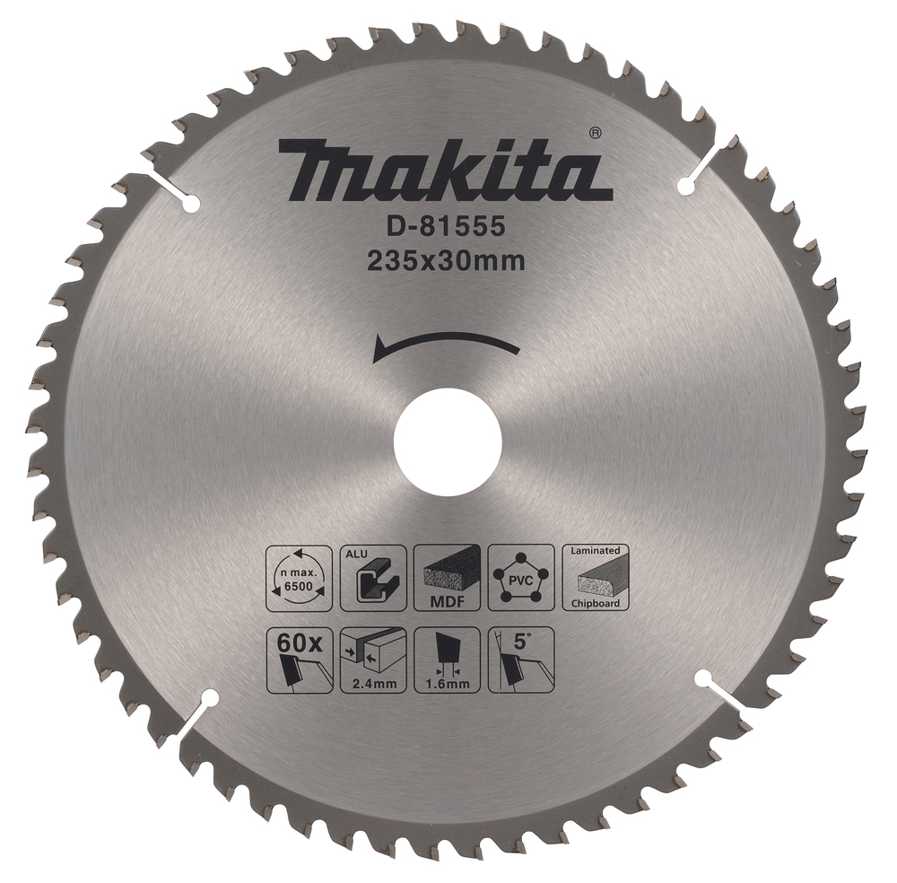 D-81555 Disco de sierra circular T.C.T., 235 x 1,6 x 30 mm, 60 dientes