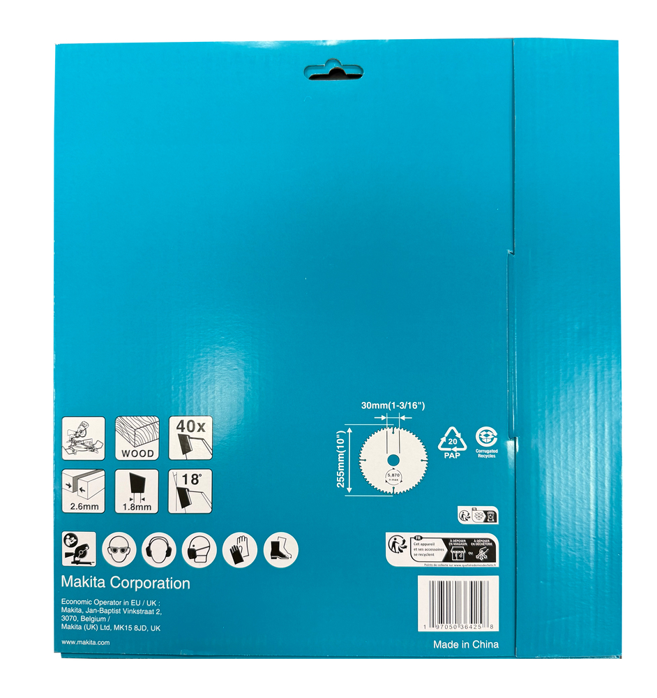 D-81599 Disco sierra circular, Standard T.C.T, 255 x 30 mm, 40 D