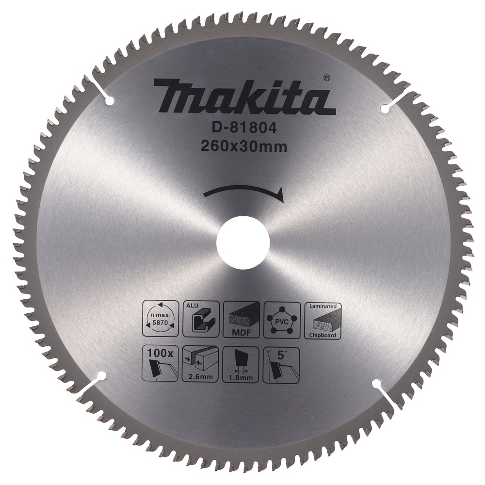 D-81804 Disco Multimaterial T.C.T. 260 x 30 mm, 100 D, Plastico / Aluminio
