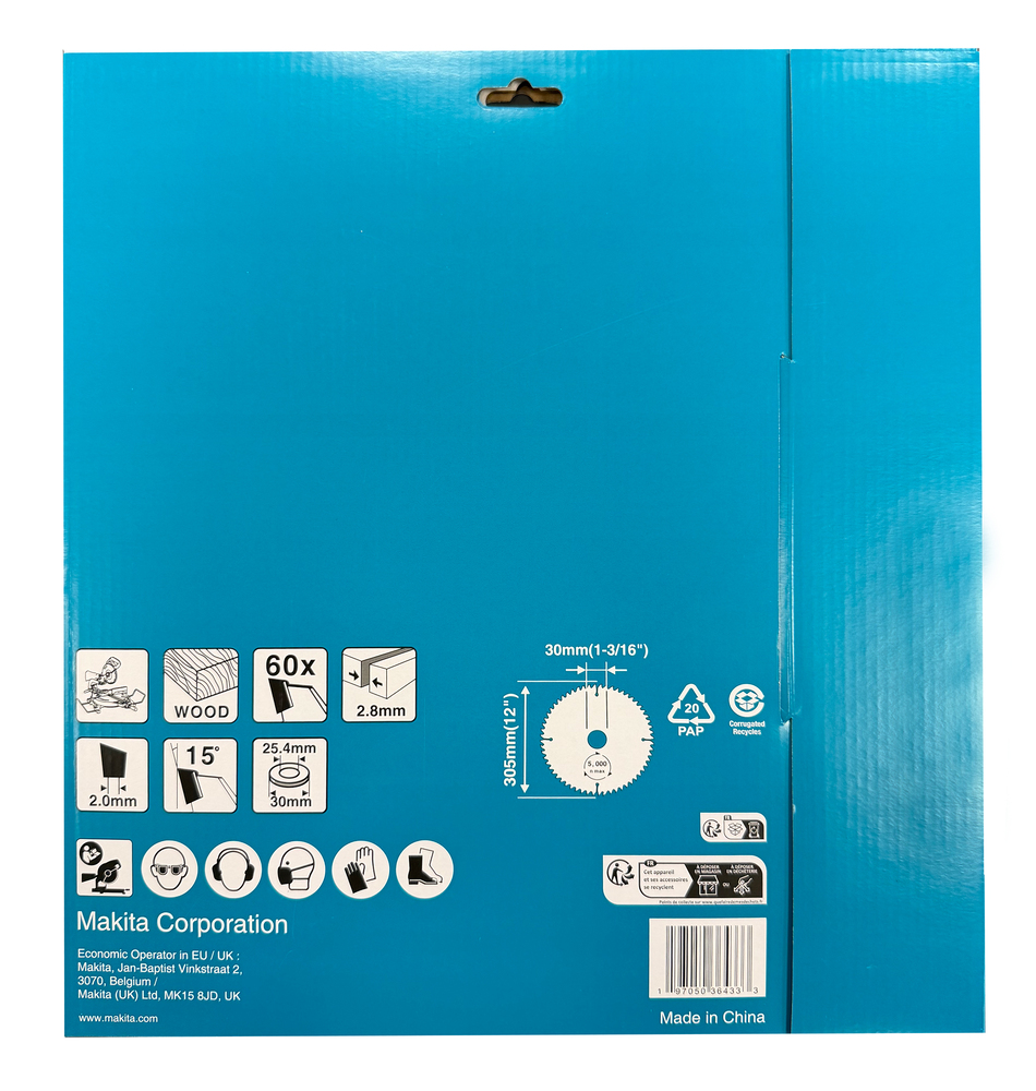 D-81854 Disco sierra circular, Standard T.C.T. 305 x 30 mm, 60 D