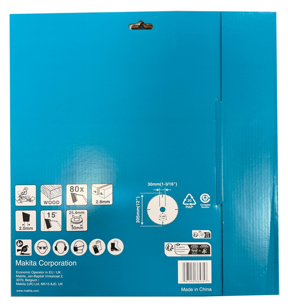 D-81876 Disco sierra circular, Standard T.C.T, 305 x 30 mm, 80 D