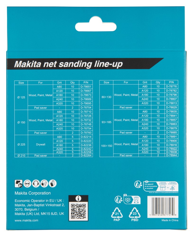 D-82878 Lijas de malla 125 mm, 20 pcs