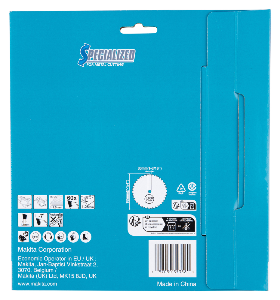 E-23357 Disco de sierra circular, Specialized T.C.T, 185 mm, 1,25 mm, 60D