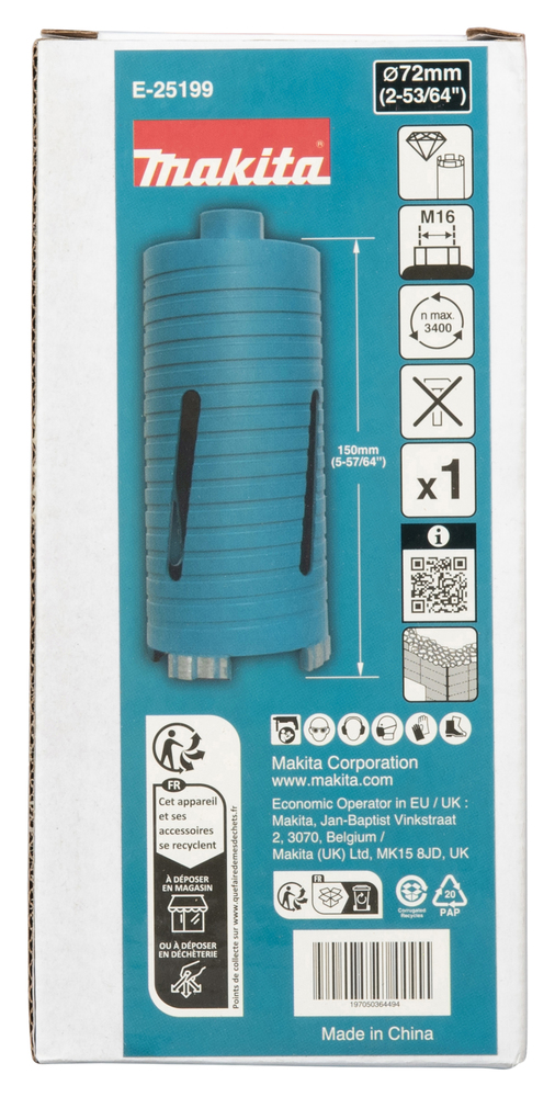 E-25199 Broca de diamante 72 mm seco