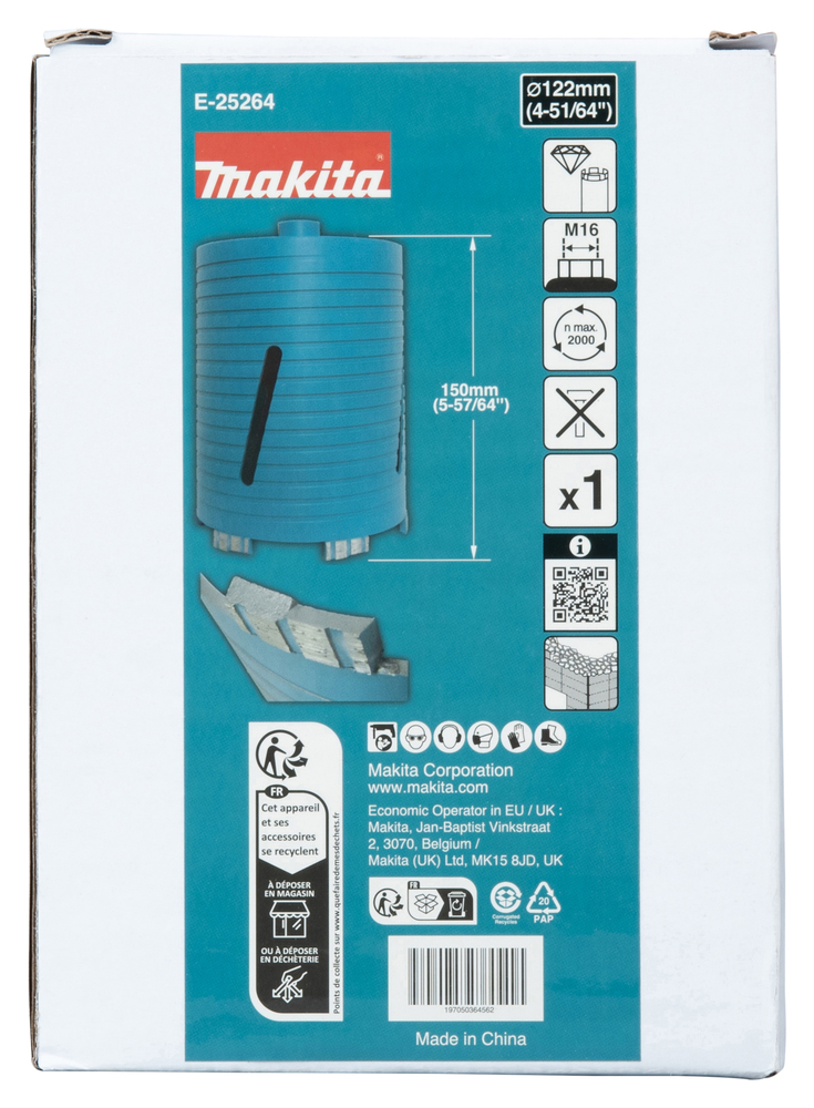 E-25264 Broca de diamante 122 mm seco