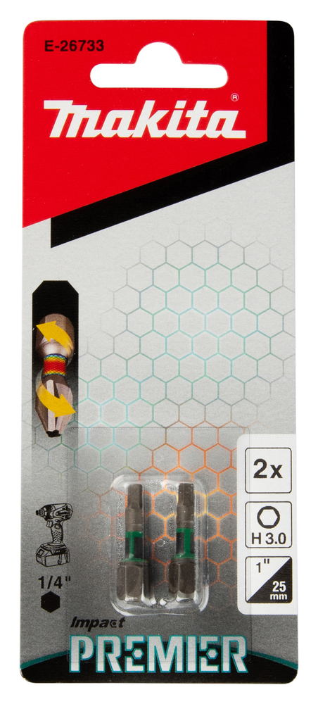 E-26733 Puntas Impact Premier Hex, H3, 25mm