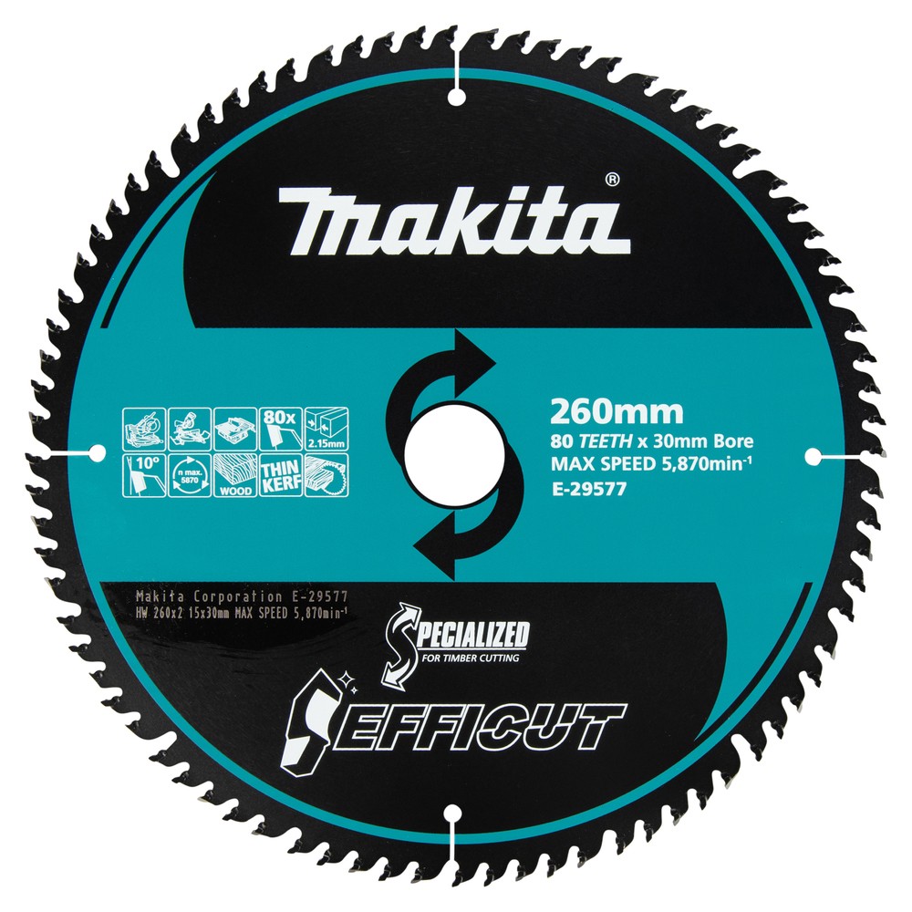 E-29577 Disco sierra circular, Efficut T.C.T, 260 x 30 mm, 80 D