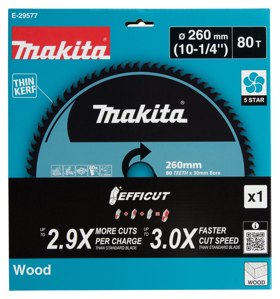 E-29577 Disco sierra circular, Efficut T.C.T, 260 x 30 mm, 80 D