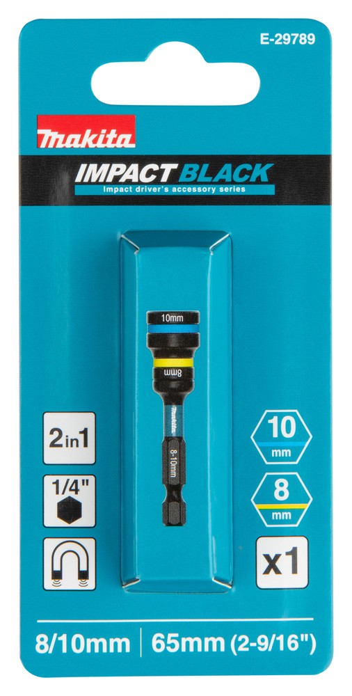E-29789 Llave de vaso desmontable Impact Black, 8/10 x 65 mm, 1/4