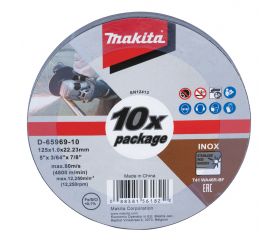 D-65969-10 Disco de corte 125 x 1,0 x 22,23 mm, WA46R, 10 piezas