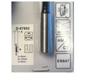 D-67701 Fresa recta 1 filos, 6 mm