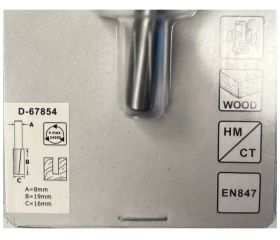 D-67854 Fresa recta 2 filos, 16 mm