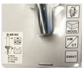 D-68183 Broca de ranura en V, 12.7 x 12.7 x 8 mm