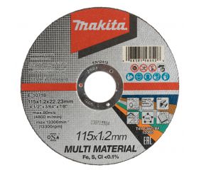 E-10718 Disco de corte fino 115 x 1,2 x 22,23 mm, C46T, Multimaterial