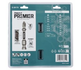 E-26179 Punta de tornillo de torsión forma C y E Impact PREMIER con surtido de portapuntas 38 piezas