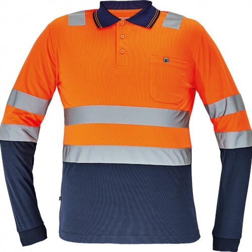 POLO LEON HV POLOSHIRT LONG SL.ORANGE-NAVY