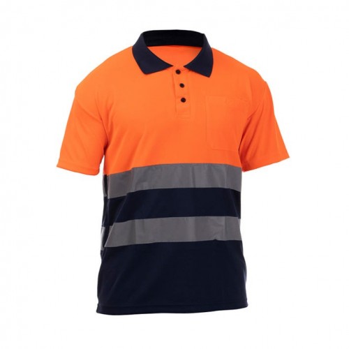 POLO ROCK HV POLO SS ORANGE-NAVY