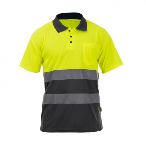 POLO ROCK HV POLO SS YELLOW-GREY