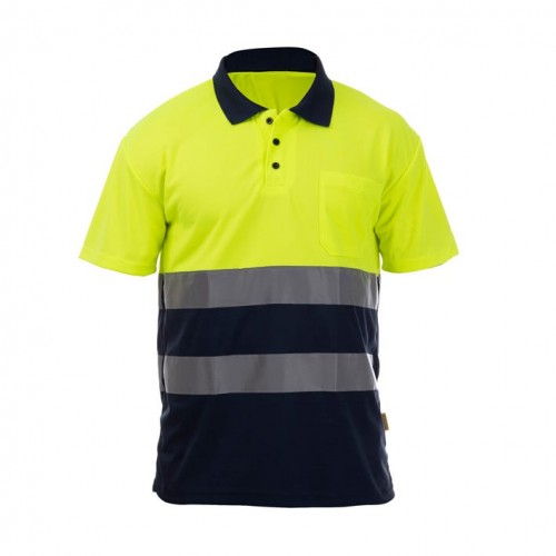 POLO ROCK HV POLO SS YELLOW-NAVY