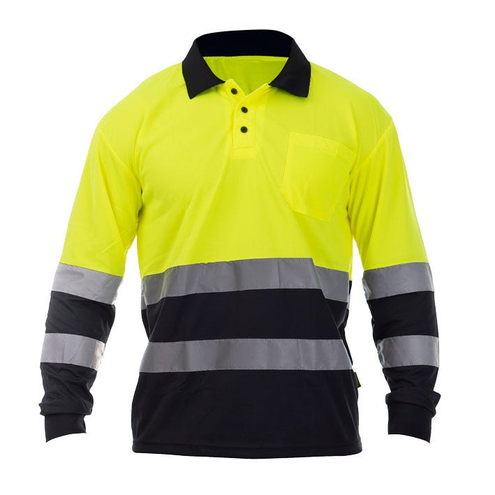 POLO OCEAN HV POLO LS YELLOW-BLACK