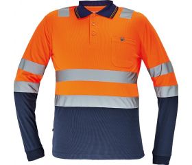 POLO LEON HV POLOSHIRT LONG SL.ORANGE-NAVY
