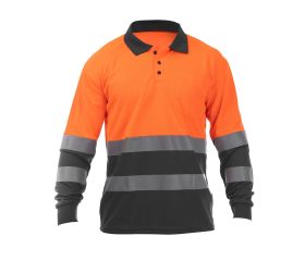 POLO OCEAN HV POLO LS ORANGE-GREY