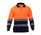 POLO OCEAN HV POLO LS ORANGE-NAVY