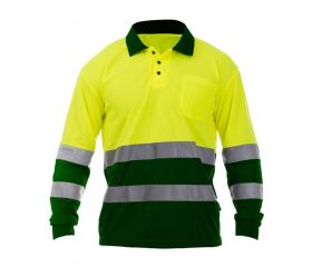 POLO OCEAN HV POLO LS YELLOW-GREEN