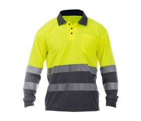 POLO OCEAN HV POLO LS YELLOW/GREY