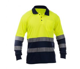 POLO OCEAN HV POLO LS YELLOW-NAVY