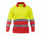 POLO OCEAN HV POLO LS YELLOW-RED