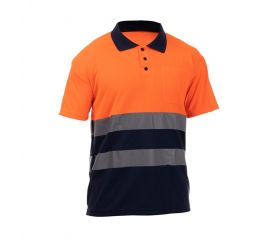 POLO ROCK HV POLO SS ORANGE-NAVY