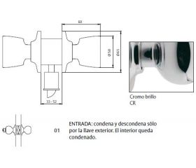 CERRADURA 3501 60/70CR TULIPA TESA