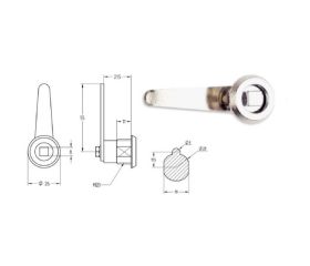 CERRADURA CUADRADILLO 197-C55 8mm C/MUELLE
