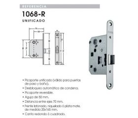 PICAPORTE UNIF 70mm PLATA MATE 1068-R OCARIZ