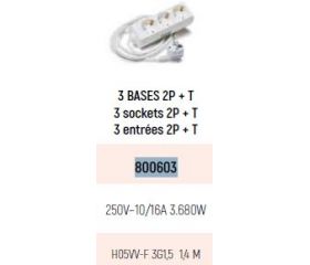 BASE MULTIPLE 3T 2P+TT C/CABLE