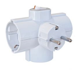 LADRON TRIPLE C/TT+INTERRUPTOR BLANCO