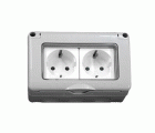 BASE ENCHUFE DOBLE 220V C/TT SCHUKO ESTANCA S34