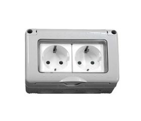 BASE ENCHUFE DOBLE 220V C/TT SCHUKO ESTANCA S34