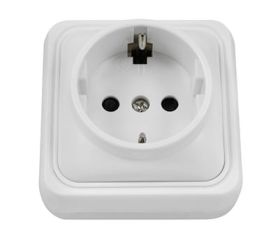 BASE ENCHUFE SCHUKO SUPERFICIE LEKA 65 BLANCO