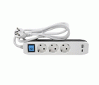 BASE MULTIPLE 3T+2USB+INTERR+1,50m BLANCO