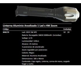 LINTERNA PROFESIONAL 1 LED ALTA L 4W CREE ZOOM