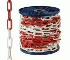 ROLLO 25M CADENA PLASTICO ROJA/BLANCO 6MM