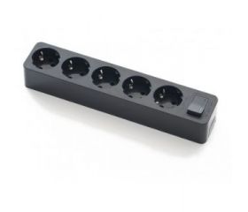 BASE MULTIPLE 5T C/INTERR 16A 250V NEGRA FAMA
