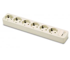 BASE MULTIPLE 6T C/TT+INTERR 16A 250V BLANCO