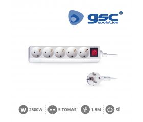 BASE MULTIPLE 5T+INT 3X1 1,5M CABLE BLANCO