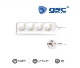 BASE MULTIPLE 4T 3X1,5 3M CABLE BLANCO